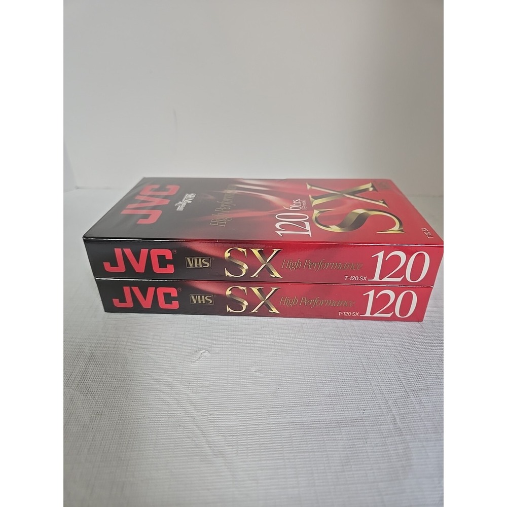 2 Blank VHS Tapes JVC T-120 SX VHS High Performance 6hr  New/Sealed